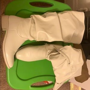 Cream mid calf boots